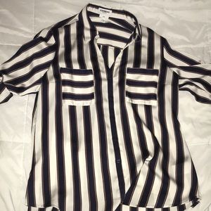 Express striped long sleeve work button down shirt